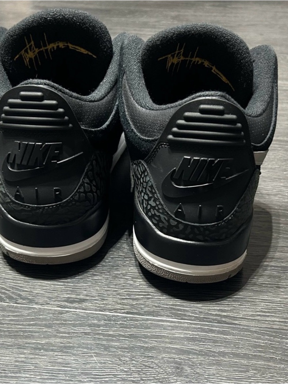 Jordan Retro 3 Tinker Black Cement Gold - Picture 4 of 6